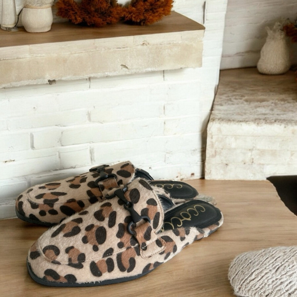 CCOCCI Shoes - CCOCCI ADELIA Leopard Print Mules Size 9 black metal horsebit detail